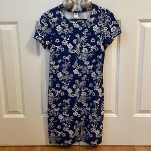 Size S Blue and White Flower T-Shirt Dress